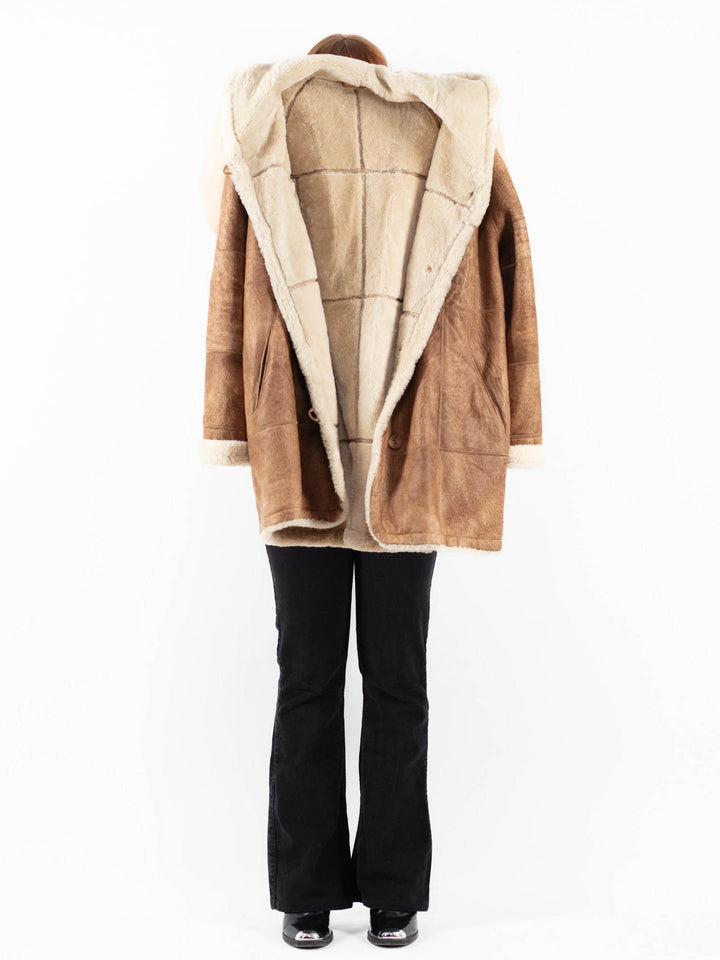 Vintage 80's Women Sheepskin Coat in BrownV9788