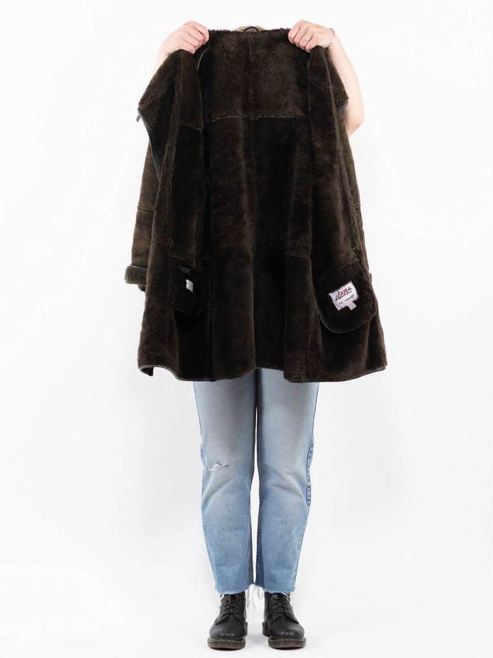 Vintage 80's Women Sheepskin Coat in GreenA0290
