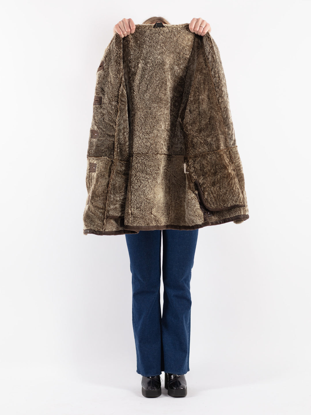 Vintage 80's Women Sheepskin Coat in Brown