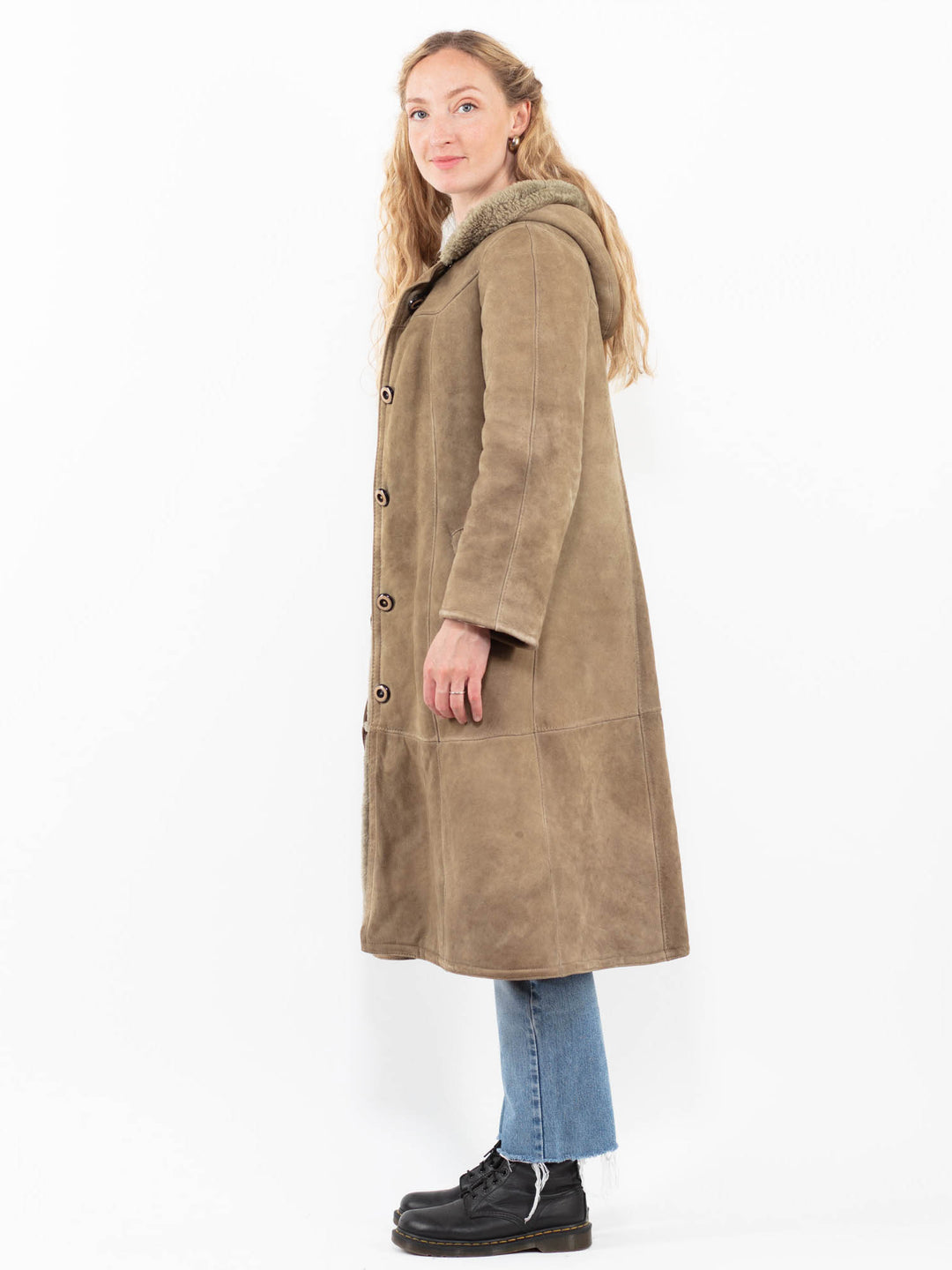 Vintage 80's Women Sheepskin Coat in BeigeA0291