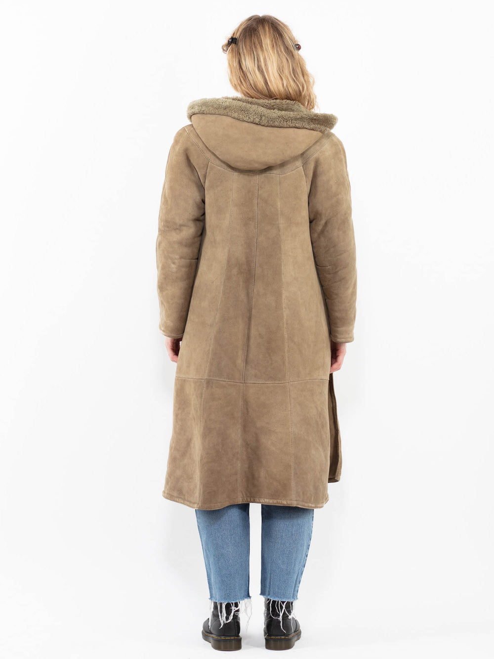 Vintage 80's Women Sheepskin Coat in BeigeA0291