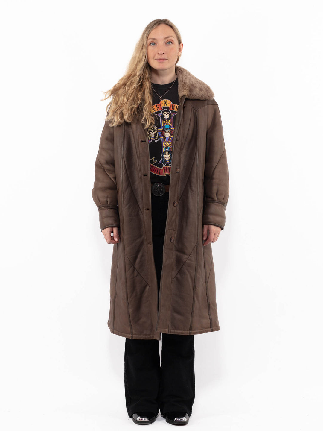 Vintage 80's Women Sheepskin Coat in BrownA0920