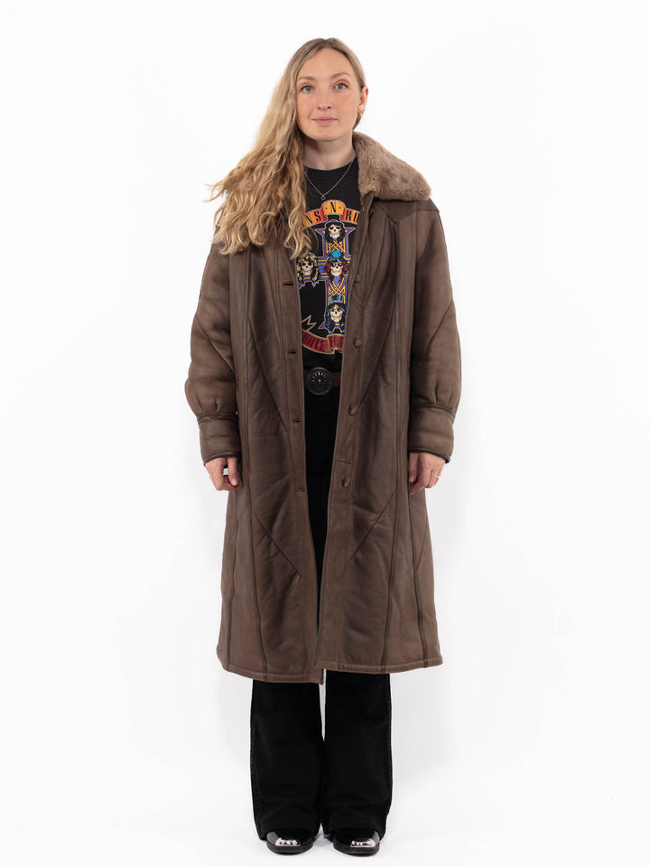 Vintage 80's Women Sheepskin Coat in BrownA0920