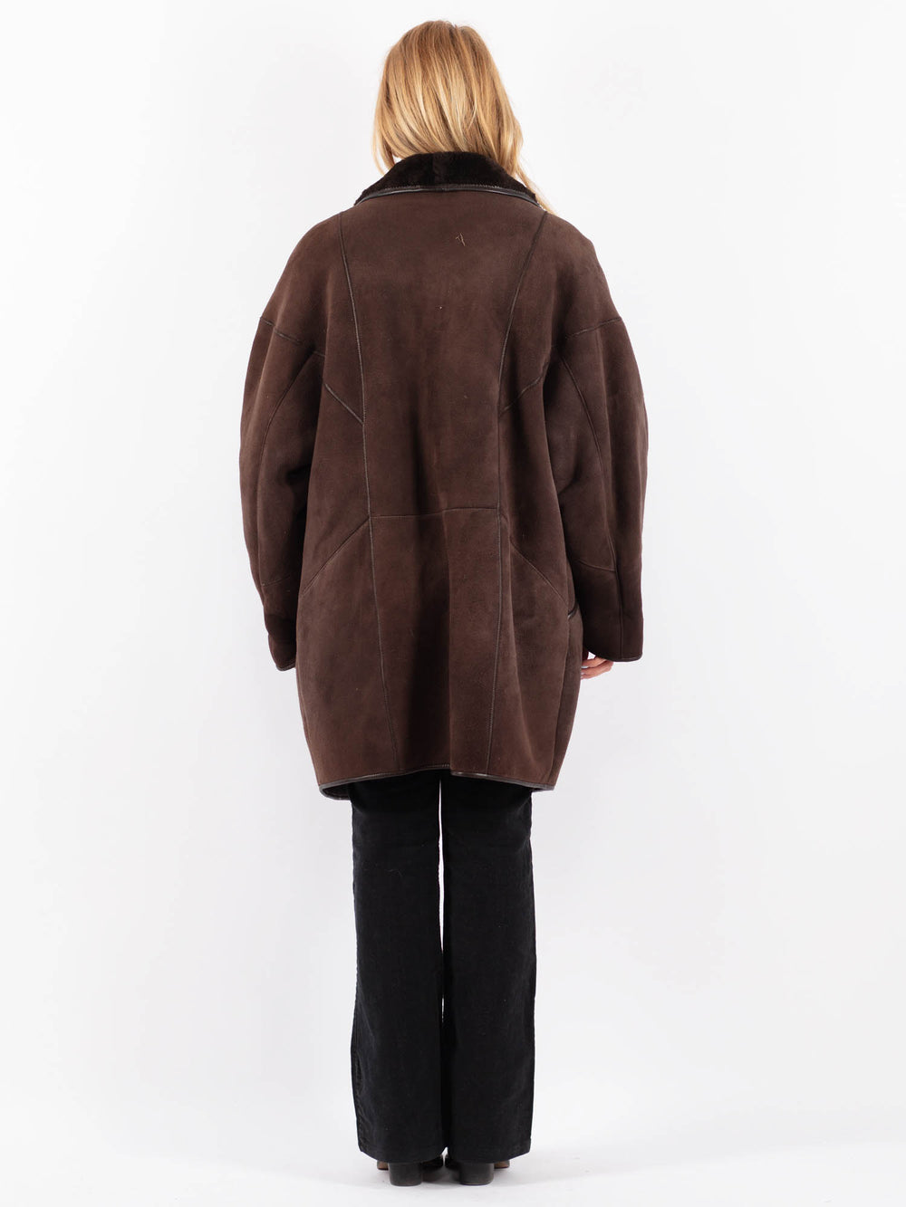 Vintage 80's Women Sheepskin Coat in BrownV9668