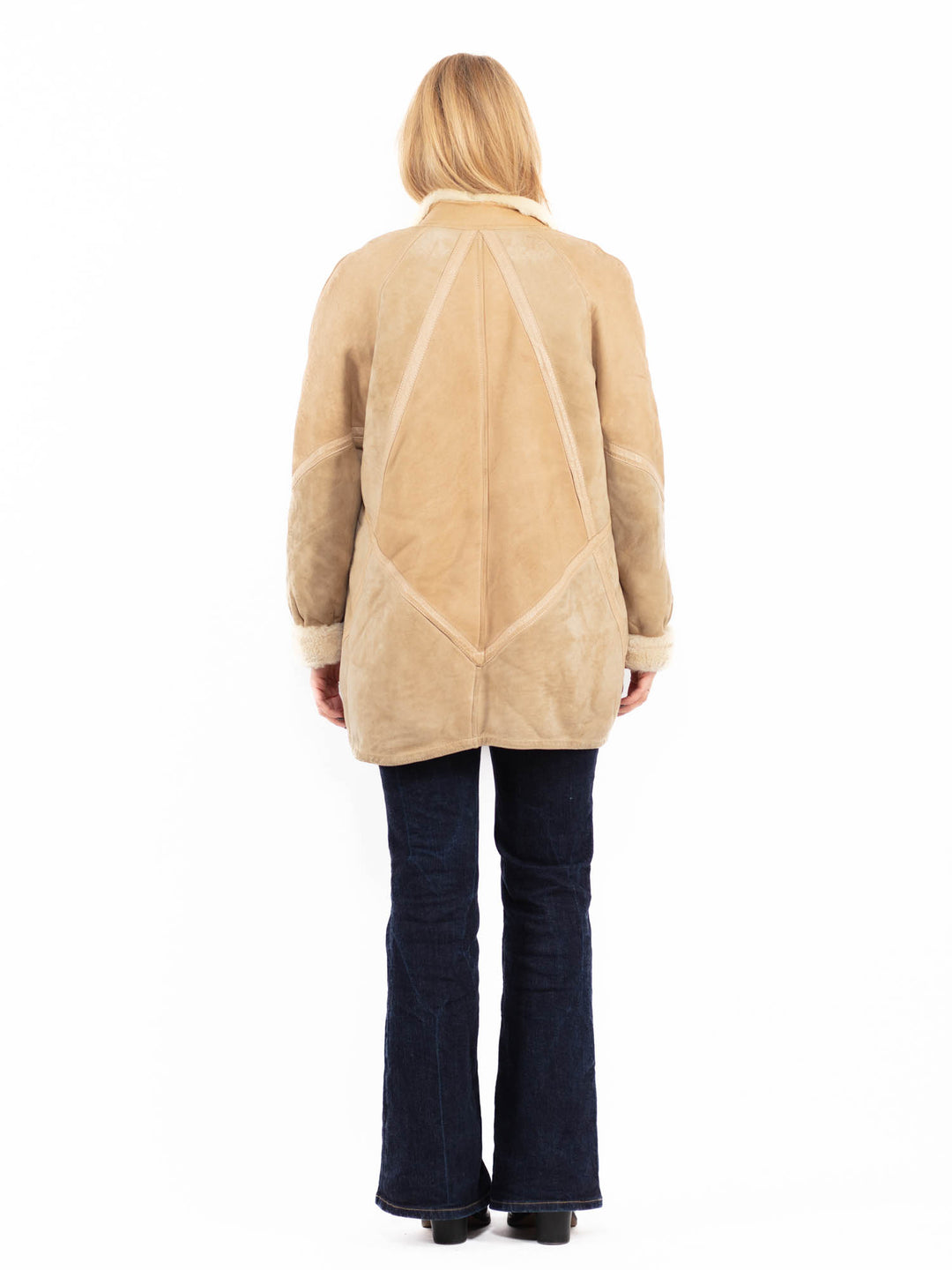 Vintage 80's Women Sheepskin Coat in Beige