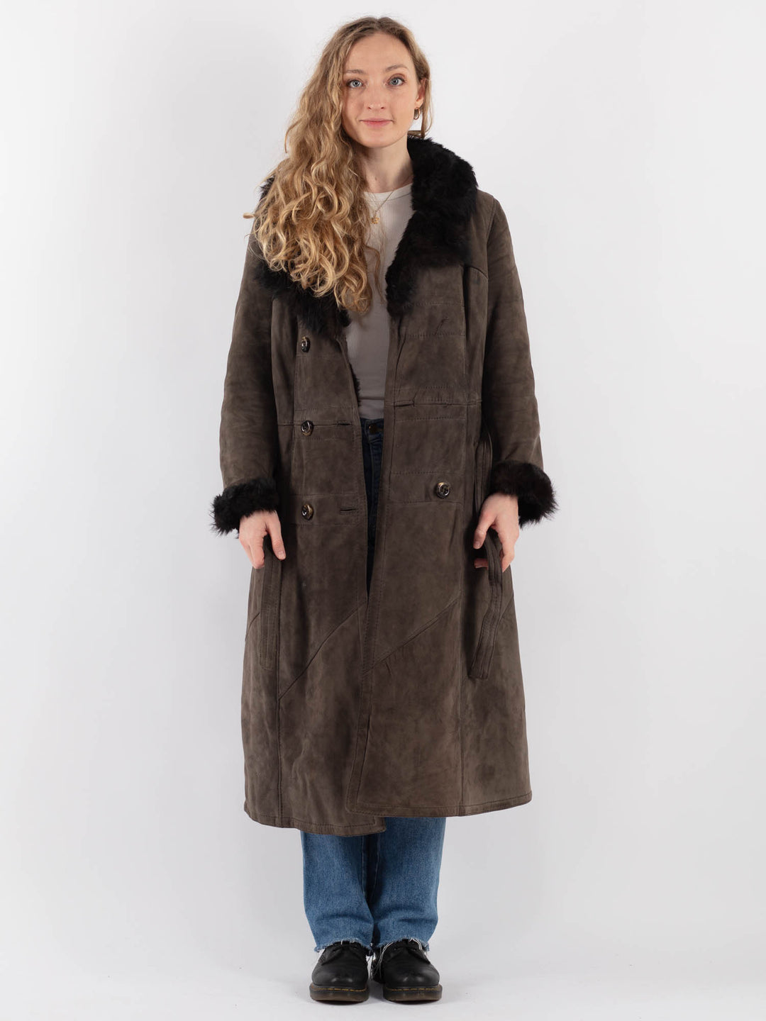 Vintage 80's Women Sheepskin in GrayV9250