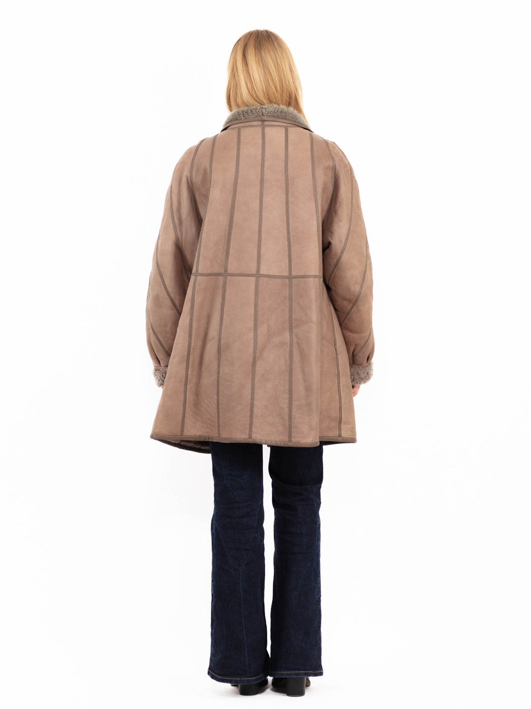 Vintage 80's Women Sheepskin Coat in Beige