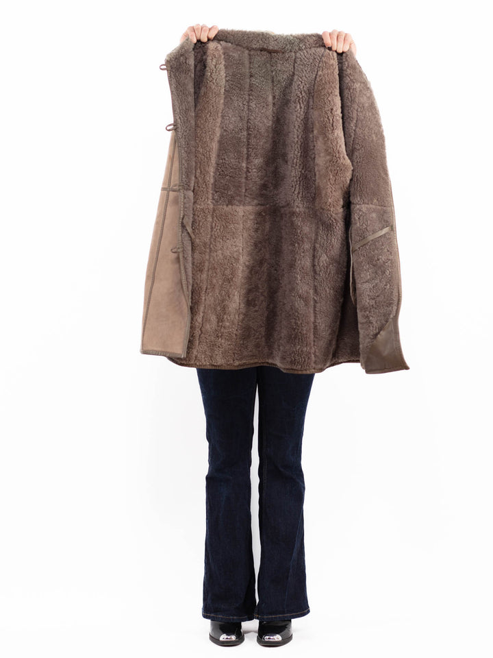 Vintage 80's Women Sheepskin Coat in Beige