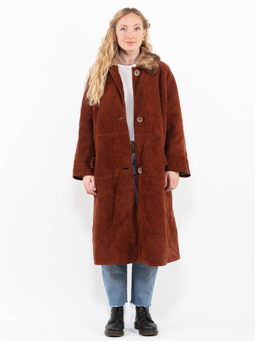 Vintage 80's Women Sheepskin Coat in BrownA0296