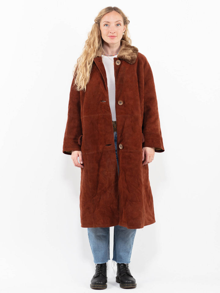 Vintage 80's Women Sheepskin Coat in BrownA0296