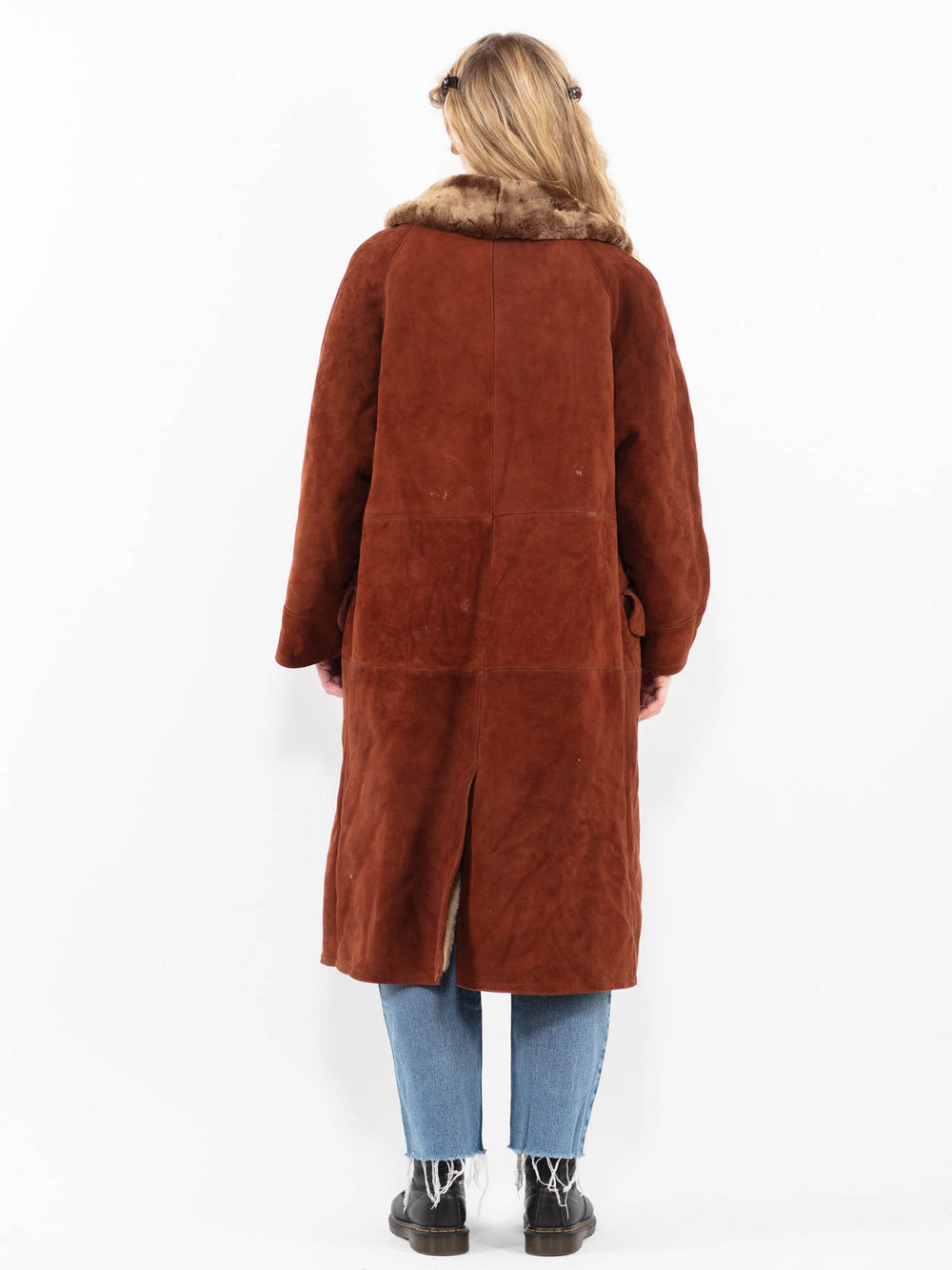 Vintage 80's Women Sheepskin Coat in BrownA0296