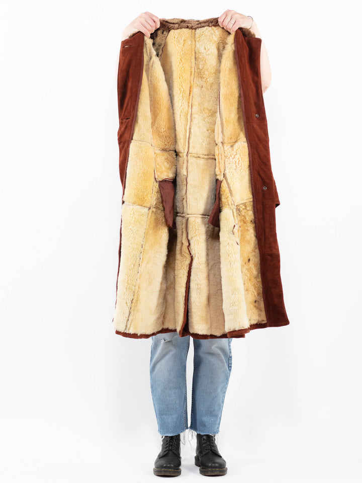 Vintage 80's Women Sheepskin Coat in BrownA0296