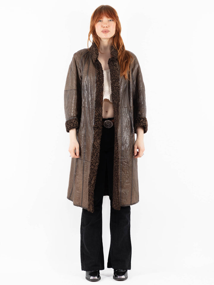 Vintage 80's Women Sheepskin Coat in BrownV9795