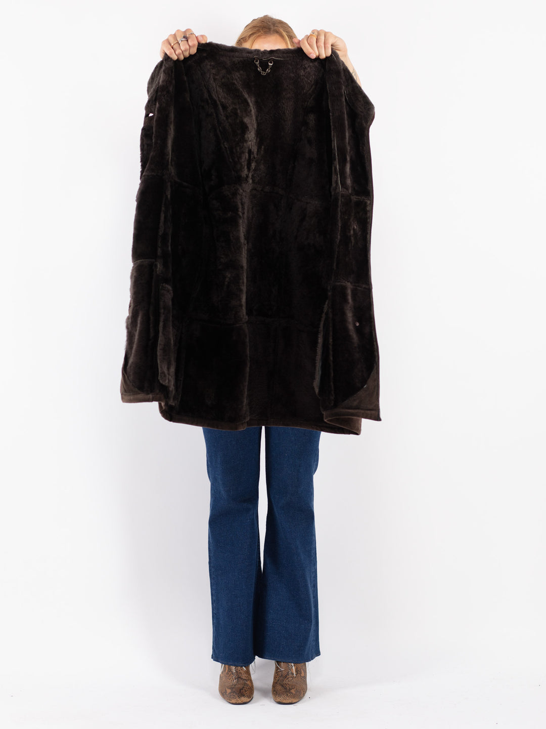 Vintage 80's Women Sheepskin Coat in Brown