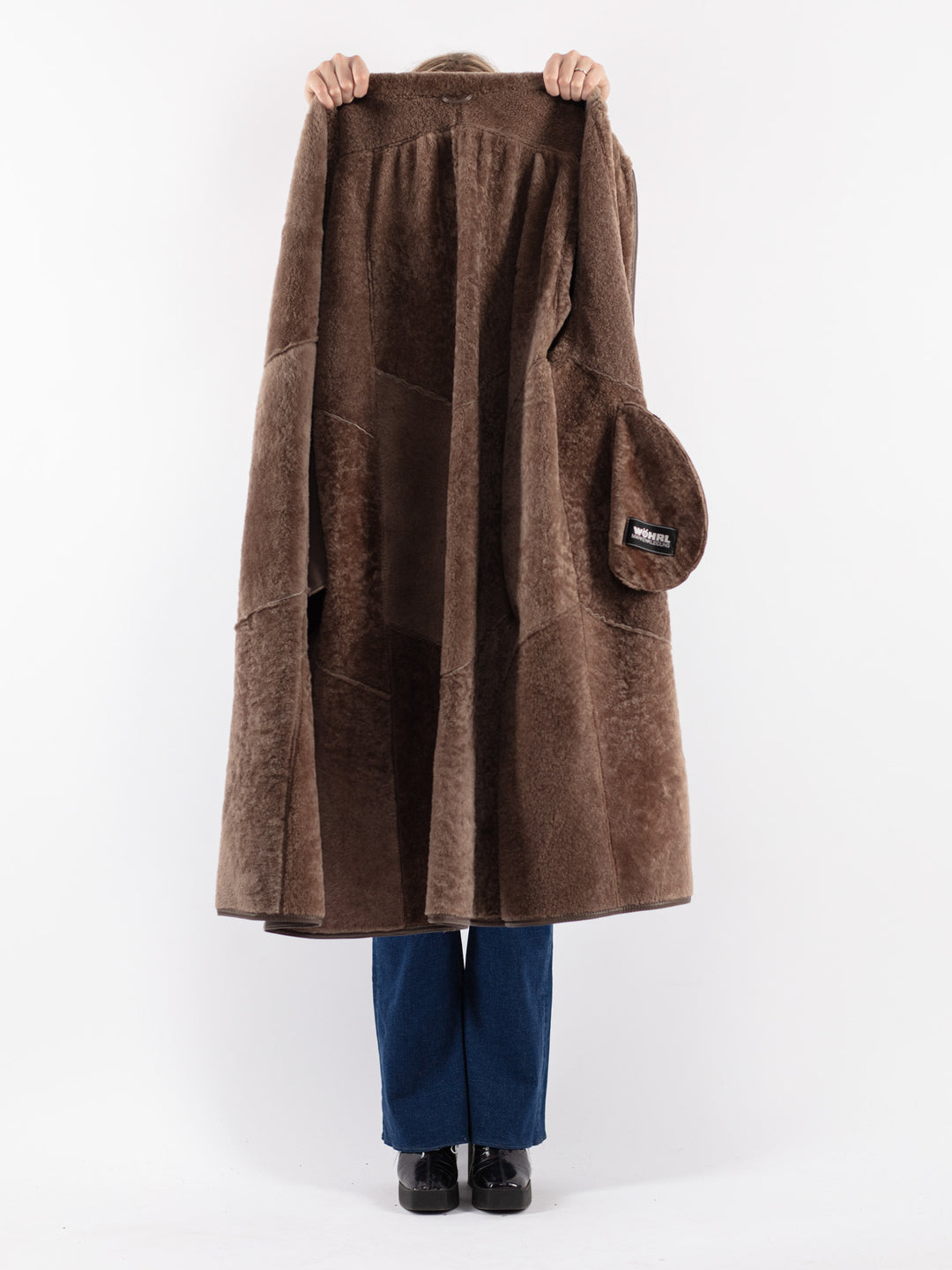 Vintage 80's Women Sheepskin Coat in Brown
