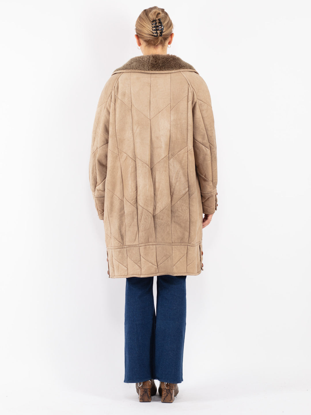 Vintage 80's Women Sheepskin in Beige