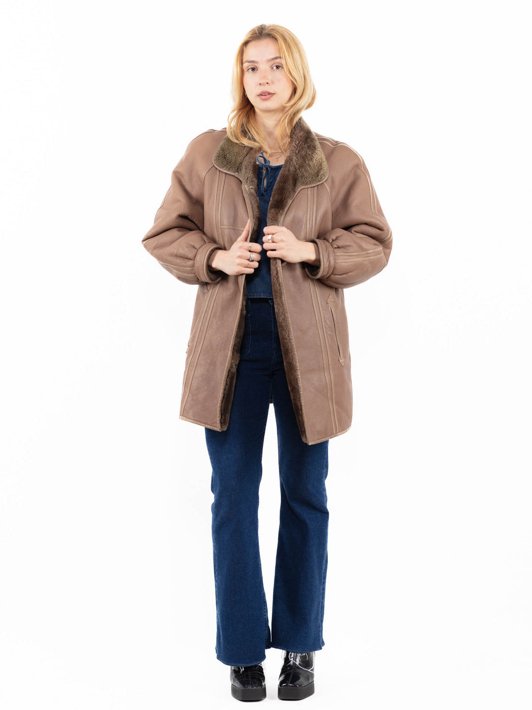 Vintage 80's Women Sheepskin in BeigeA0090