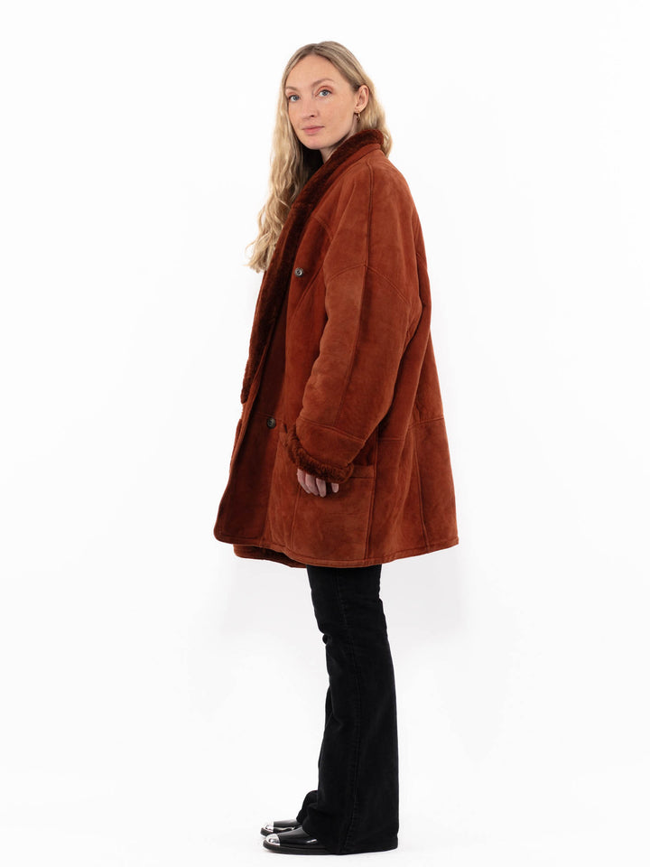 Vintage 80's Women Sheepskin Coat in BrownA0927