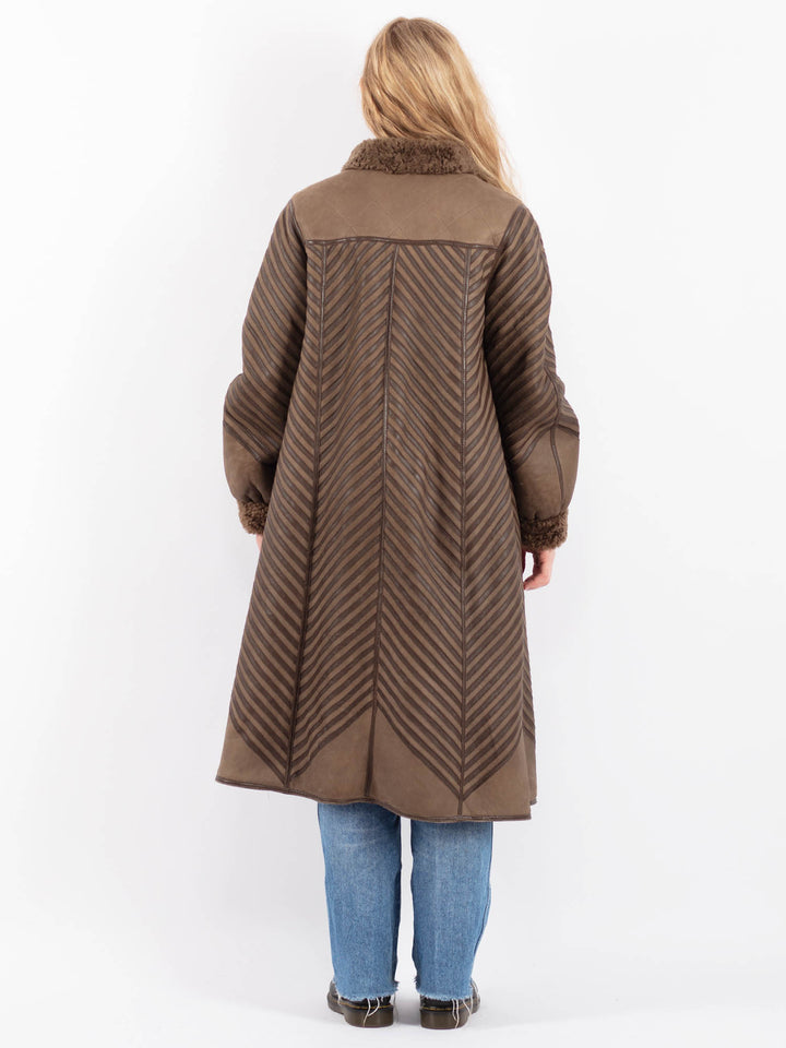 Vintage 80's Women Sheepskin Coat in BrownV9493