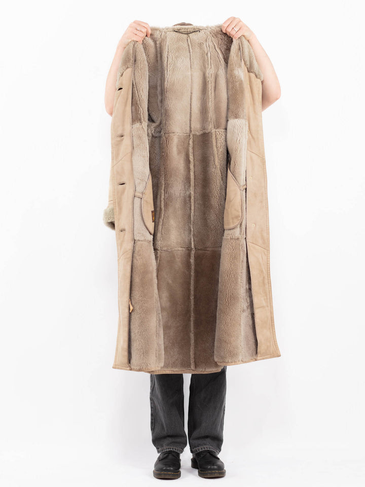 Vintage 80's Women Sheepskin Coat in BeigeA0646