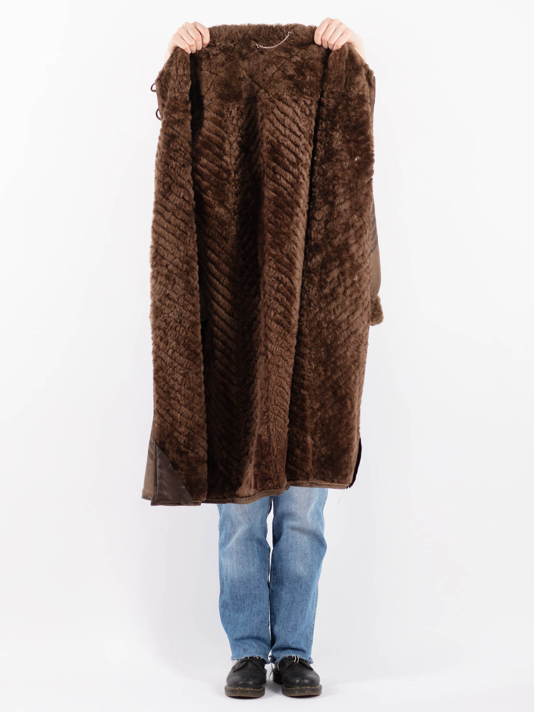 Vintage 80's Women Sheepskin Coat in BrownV9493