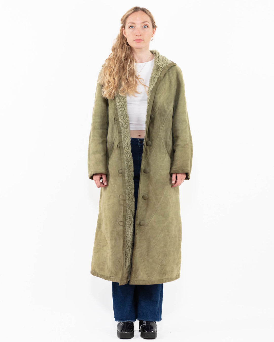 Vintage 80's Women Sheepskin in GreenA0001