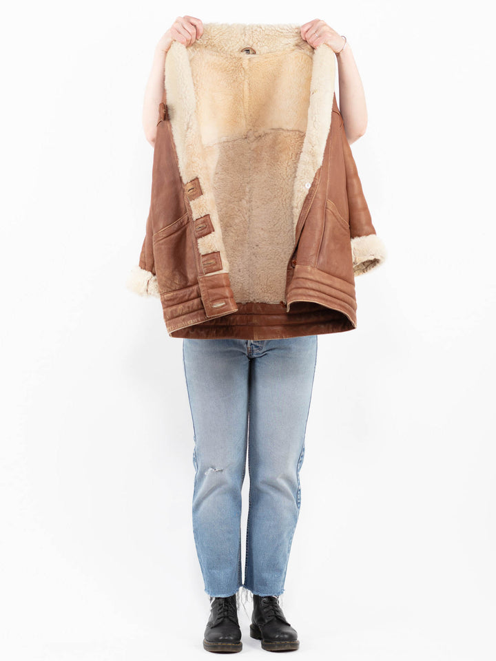Vintage 80's Women Sheepskin Coat in BrownA0302
