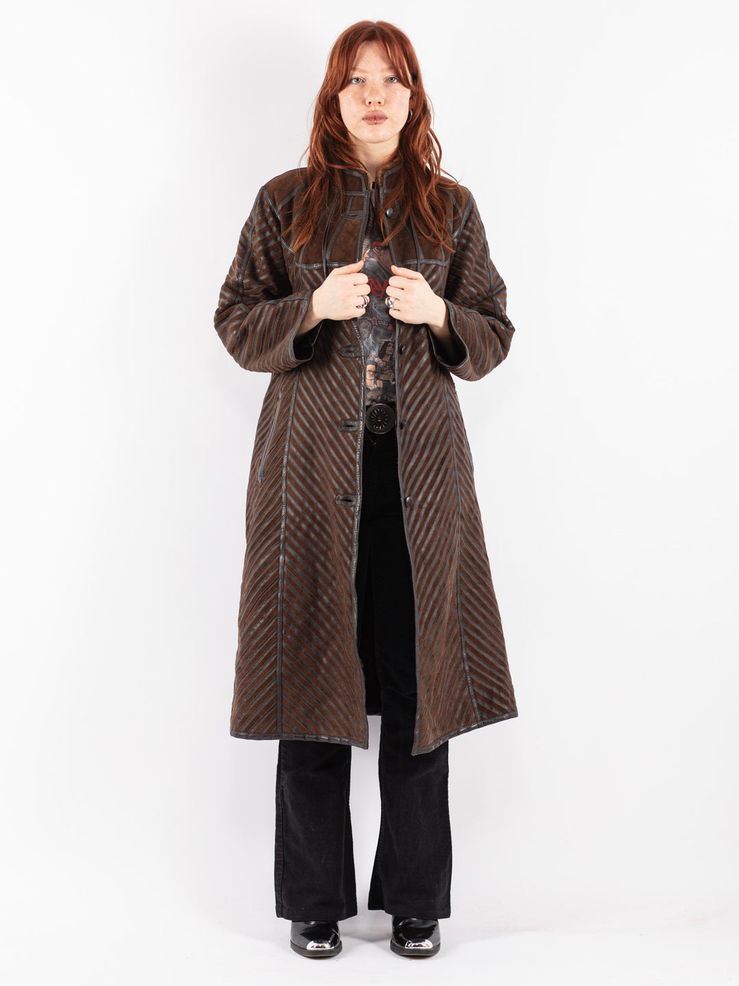 Vintage 80's Women Sheepskin Coat in Brown
