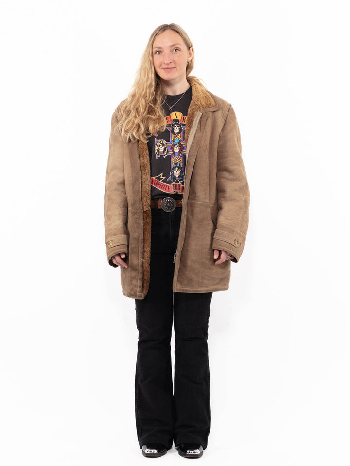 Vintage 80's Women Sheepskin Coat in BeigeA0930