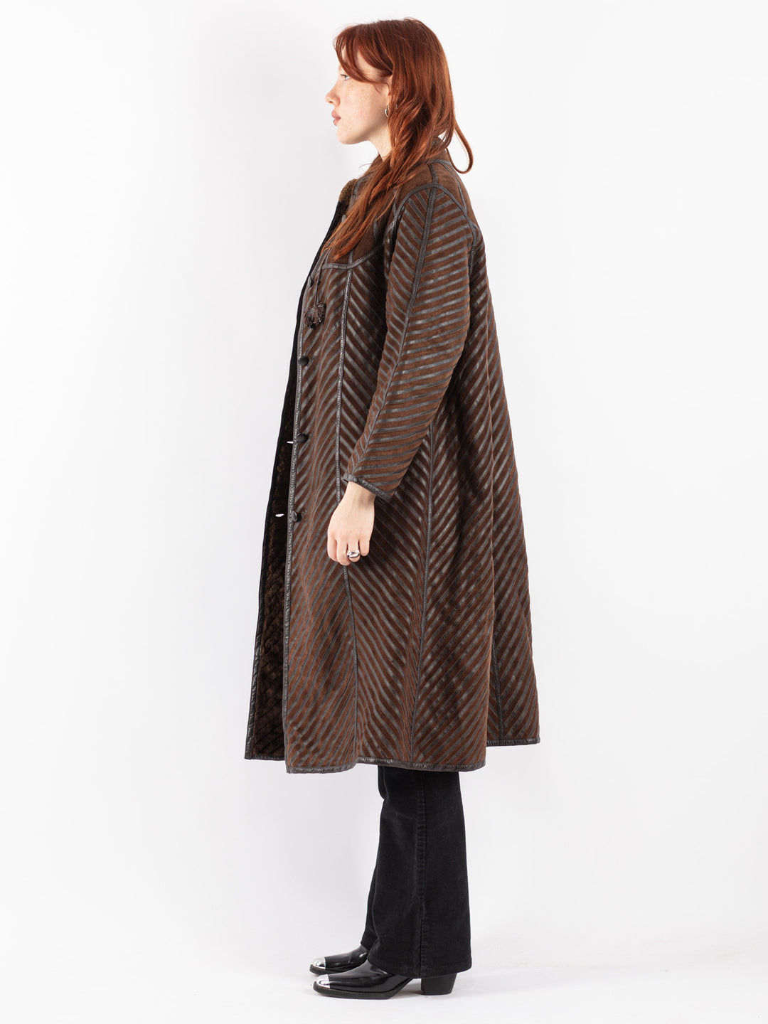 Vintage 80's Women Sheepskin Coat in Brown