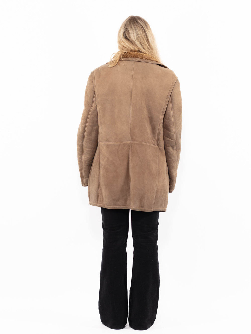 Vintage 80's Women Sheepskin Coat in BeigeA0930