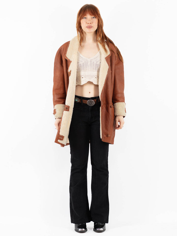 Vintage 80's Women Sheepskin Coat in BrownV9802