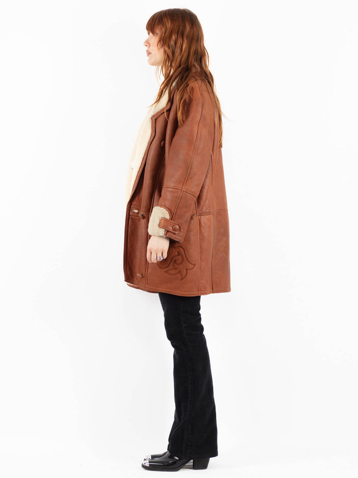 Vintage 80's Women Sheepskin Coat in BrownV9802