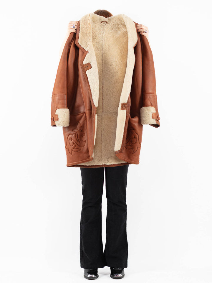 Vintage 80's Women Sheepskin Coat in BrownV9802