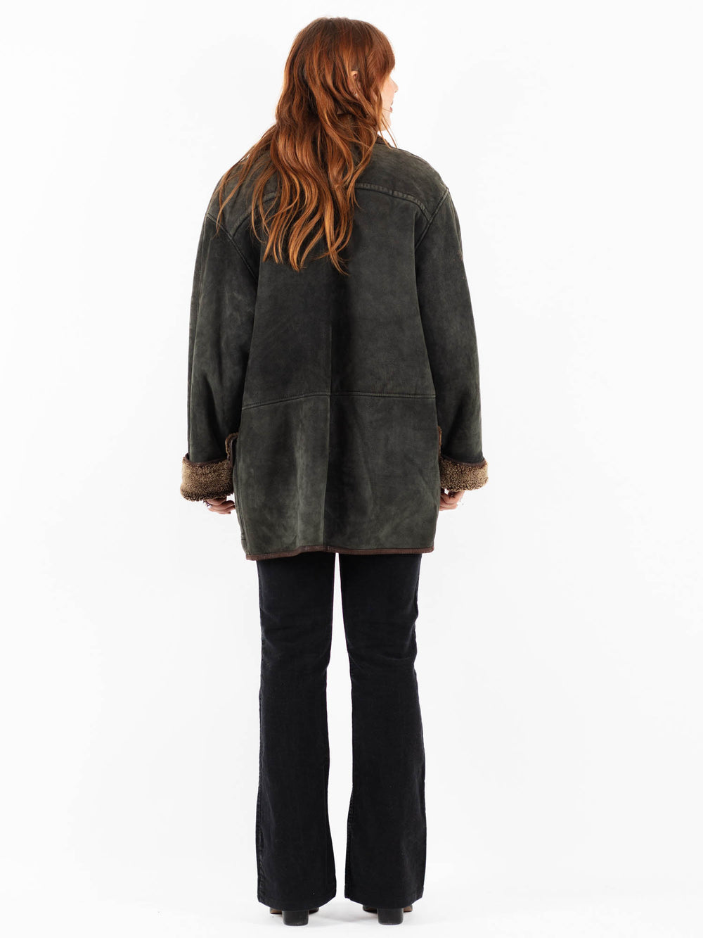 Vintage 80's Women Sheepskin Coat in GreenV9804