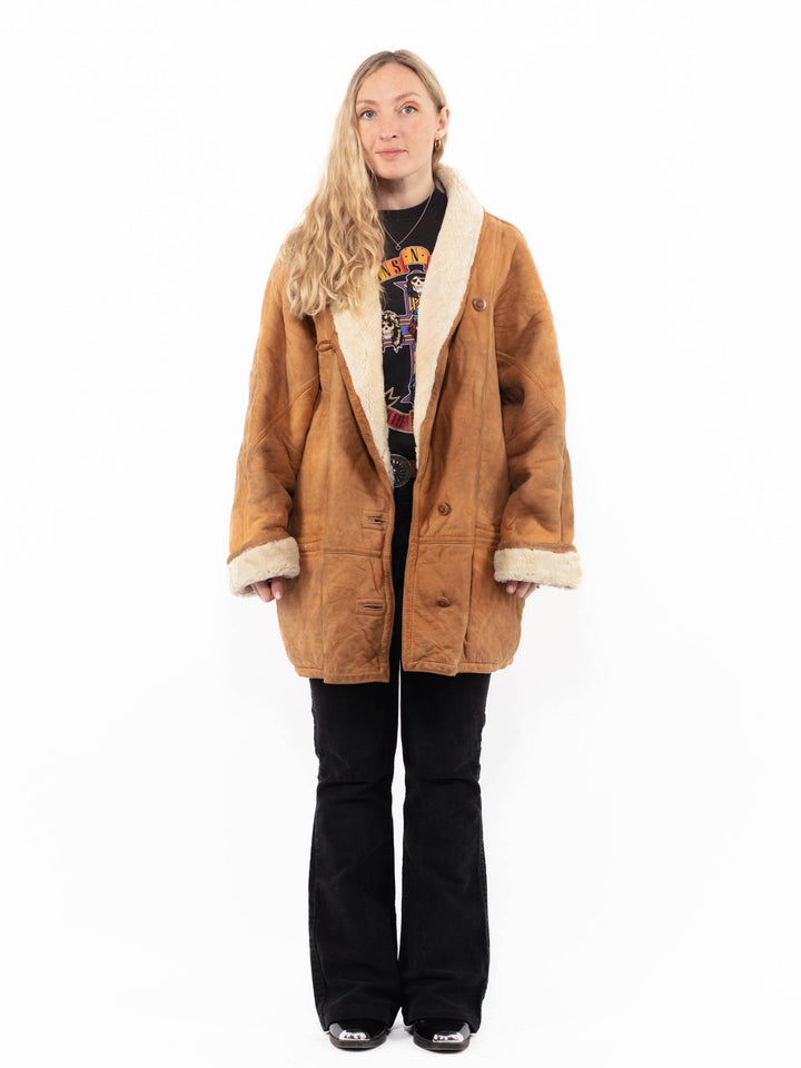 Vintage 80's Women Sheepskin Coat in BrownA0935