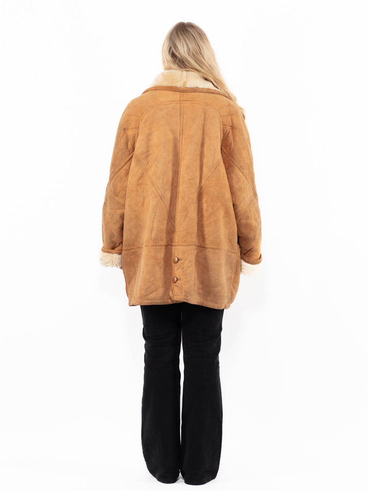 Vintage 80's Women Sheepskin Coat in BrownA0935