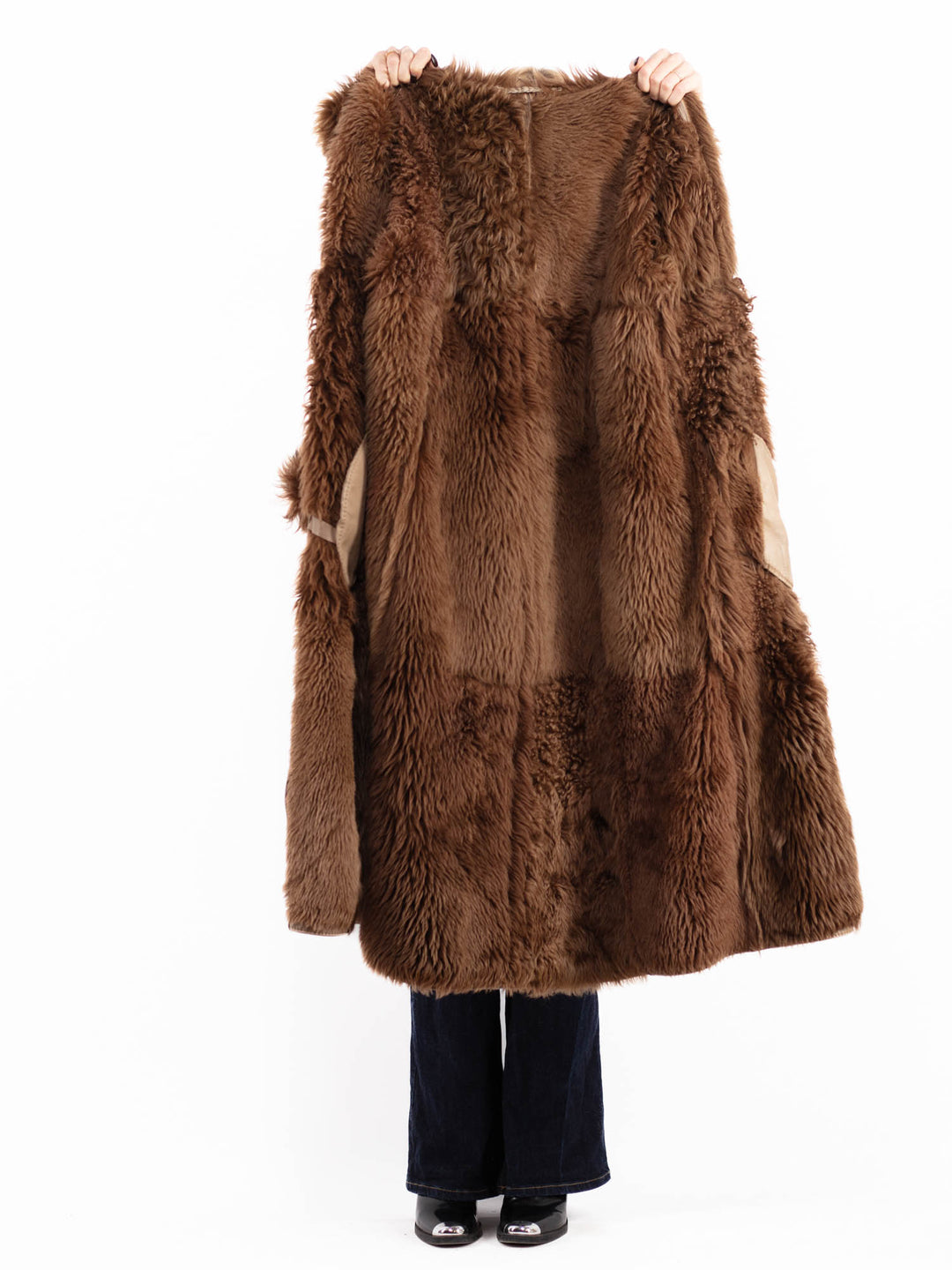 Vintage 80's Hooded Penny Lane Sheepskin Coat in Brown