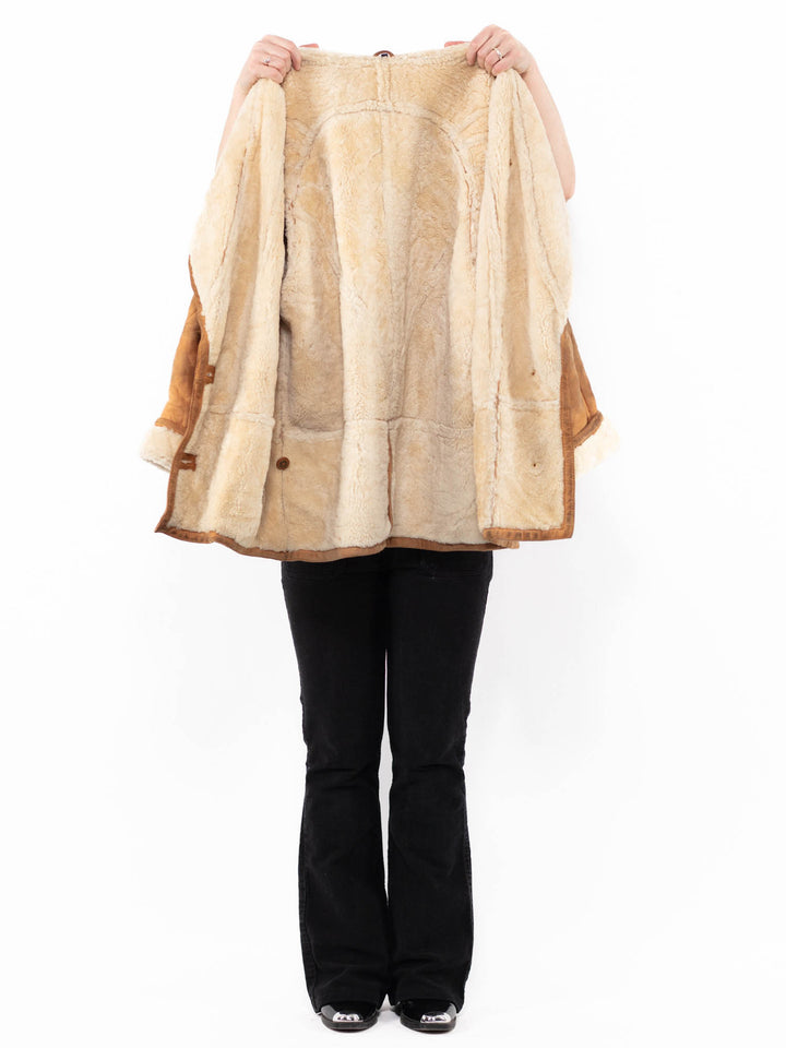 Vintage 80's Women Sheepskin Coat in BrownA0935