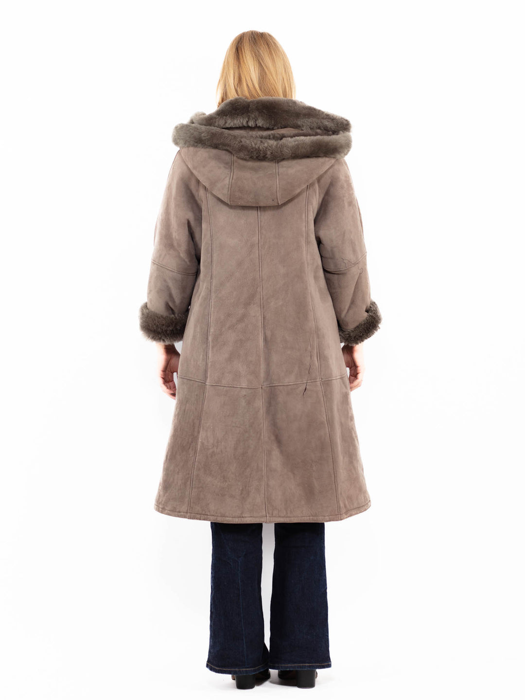 Vintage 90's Women Sheepskin Coat in BeigeA0770