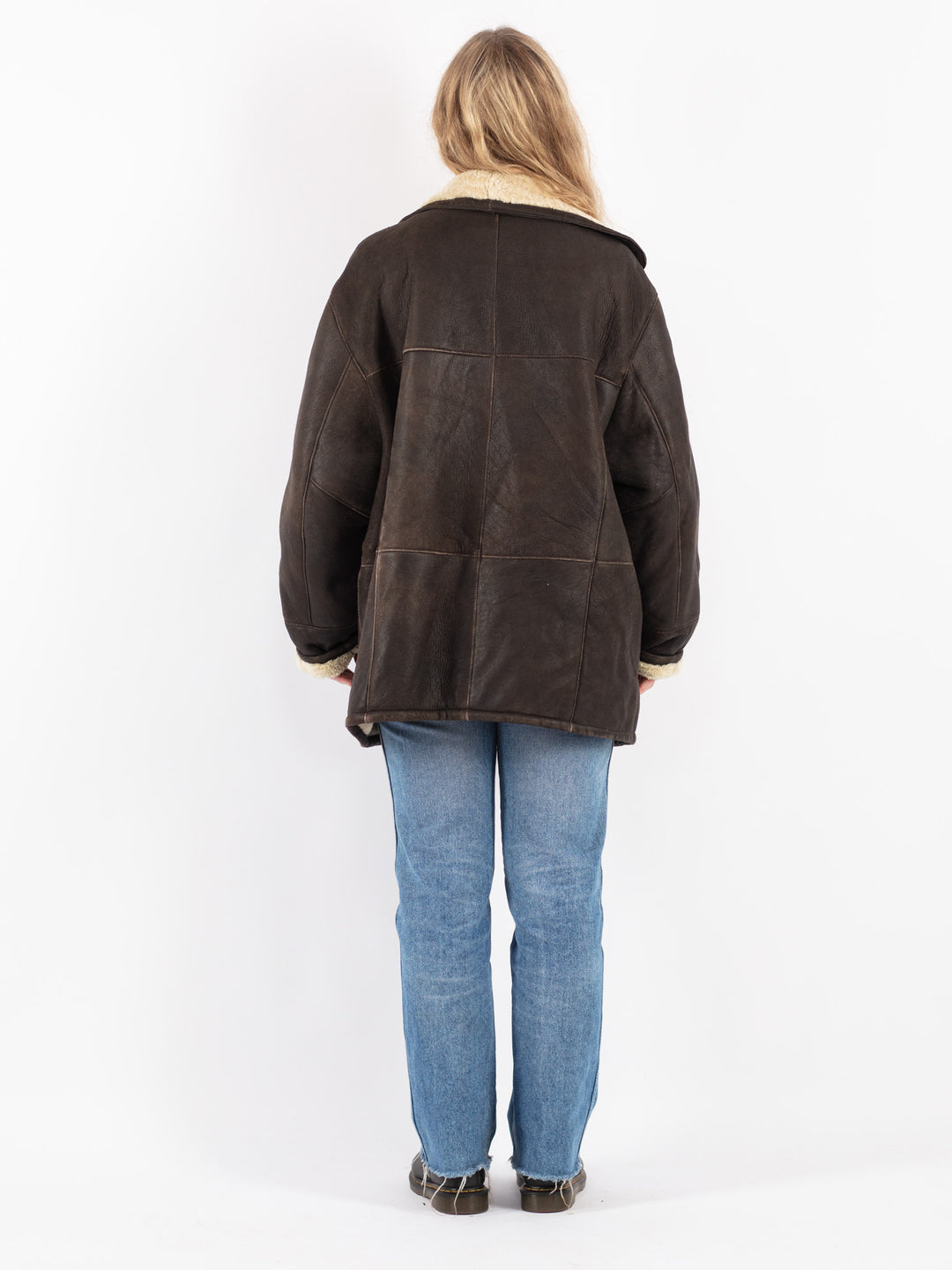 Vintage 80's Women Sheepskin Coat in Brown