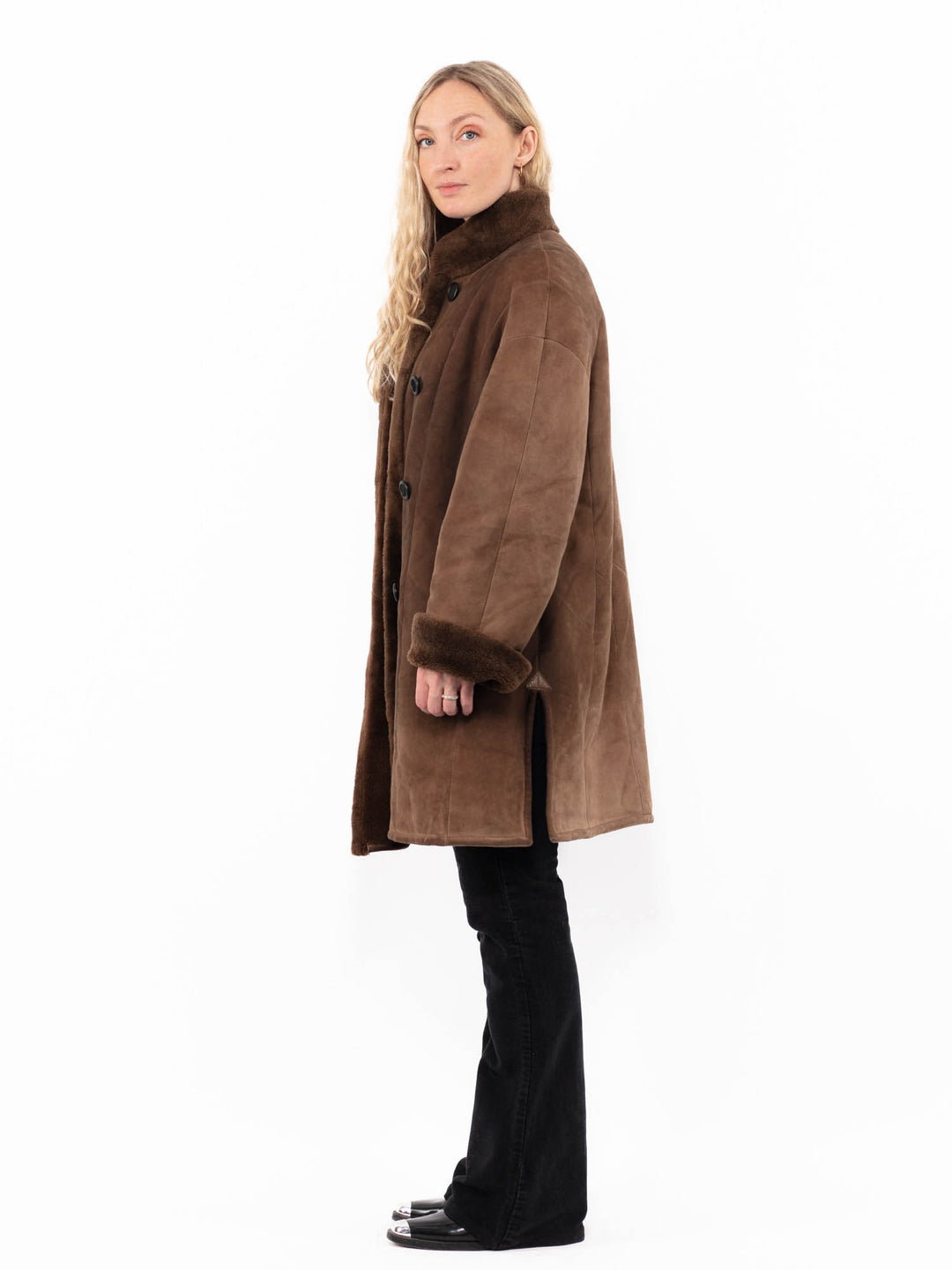 Vintage 80's Women Sheepskin Coat in BrownA0939