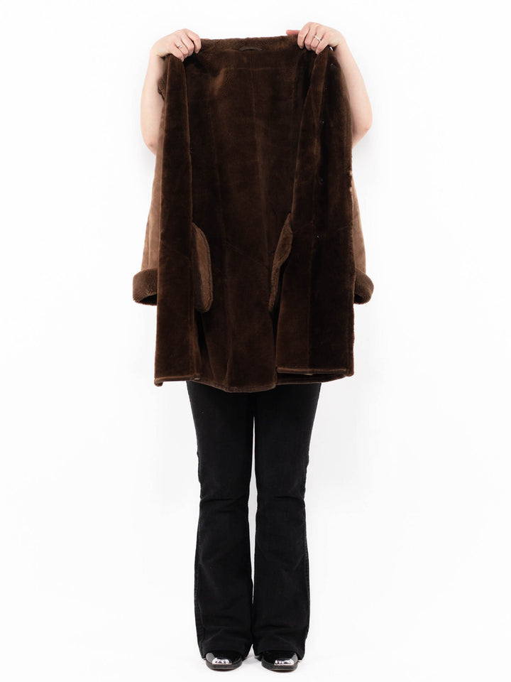 Vintage 80's Women Sheepskin Coat in BrownA0939
