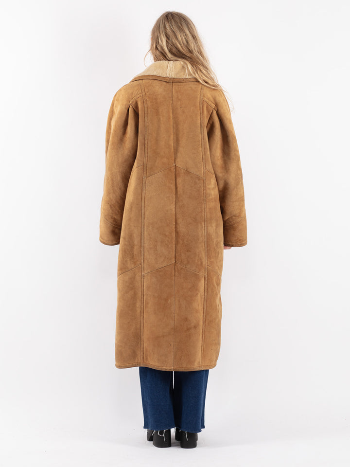 Vintage 80's Women Sheepskin Coat in Beige