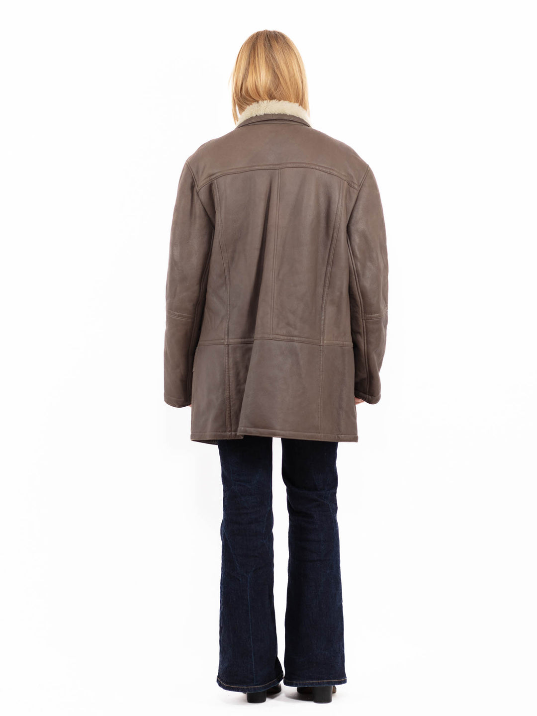 Vintage 80's Women Sheepskin Coat in Brown