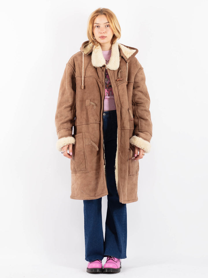 Vintage 80's Women Sheepskin Coat in BeigeV9577