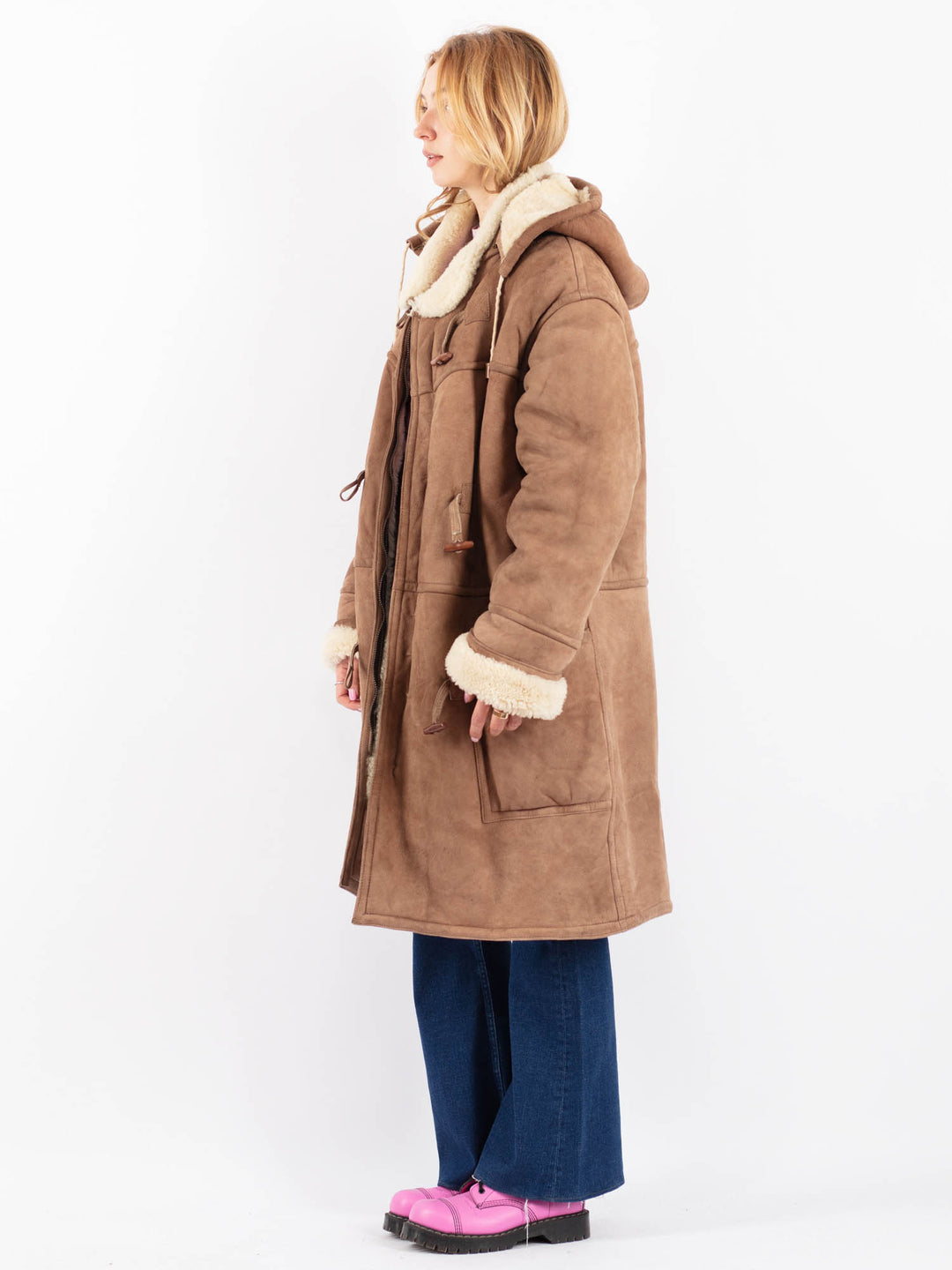 Vintage 80's Women Sheepskin Coat in BeigeV9577