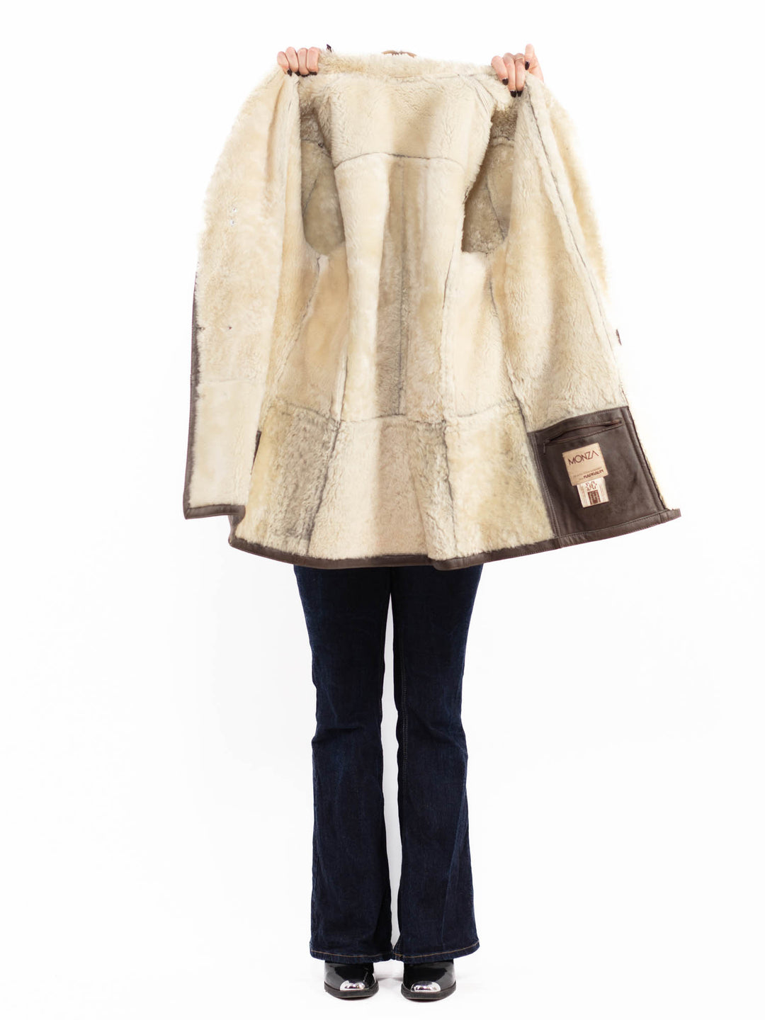 Vintage 80's Women Sheepskin Coat in Brown