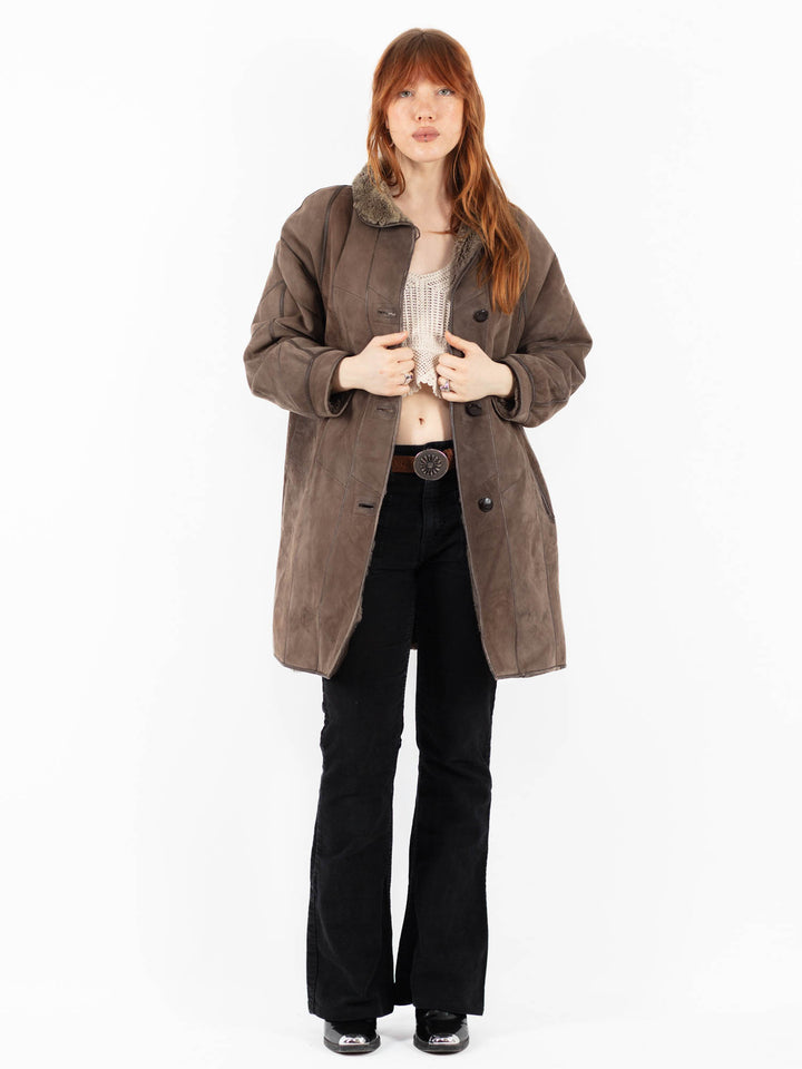 Vintage 80's Women Sheepskin Coat in BeigeV9815
