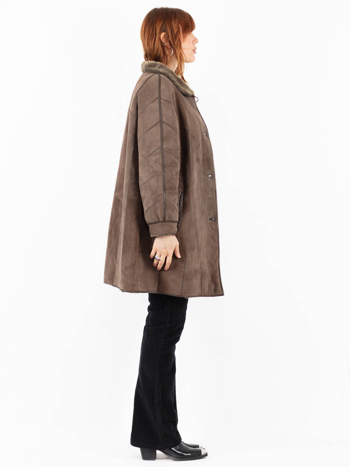 Vintage 80's Women Sheepskin Coat in BeigeV9815